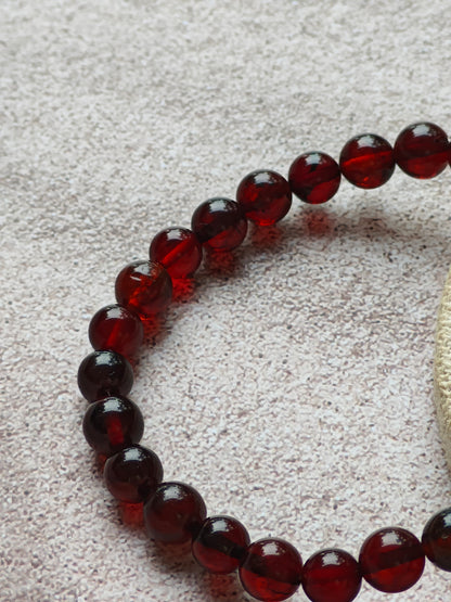 Cherry Amber Beaded Bracelet | Small Round Beads