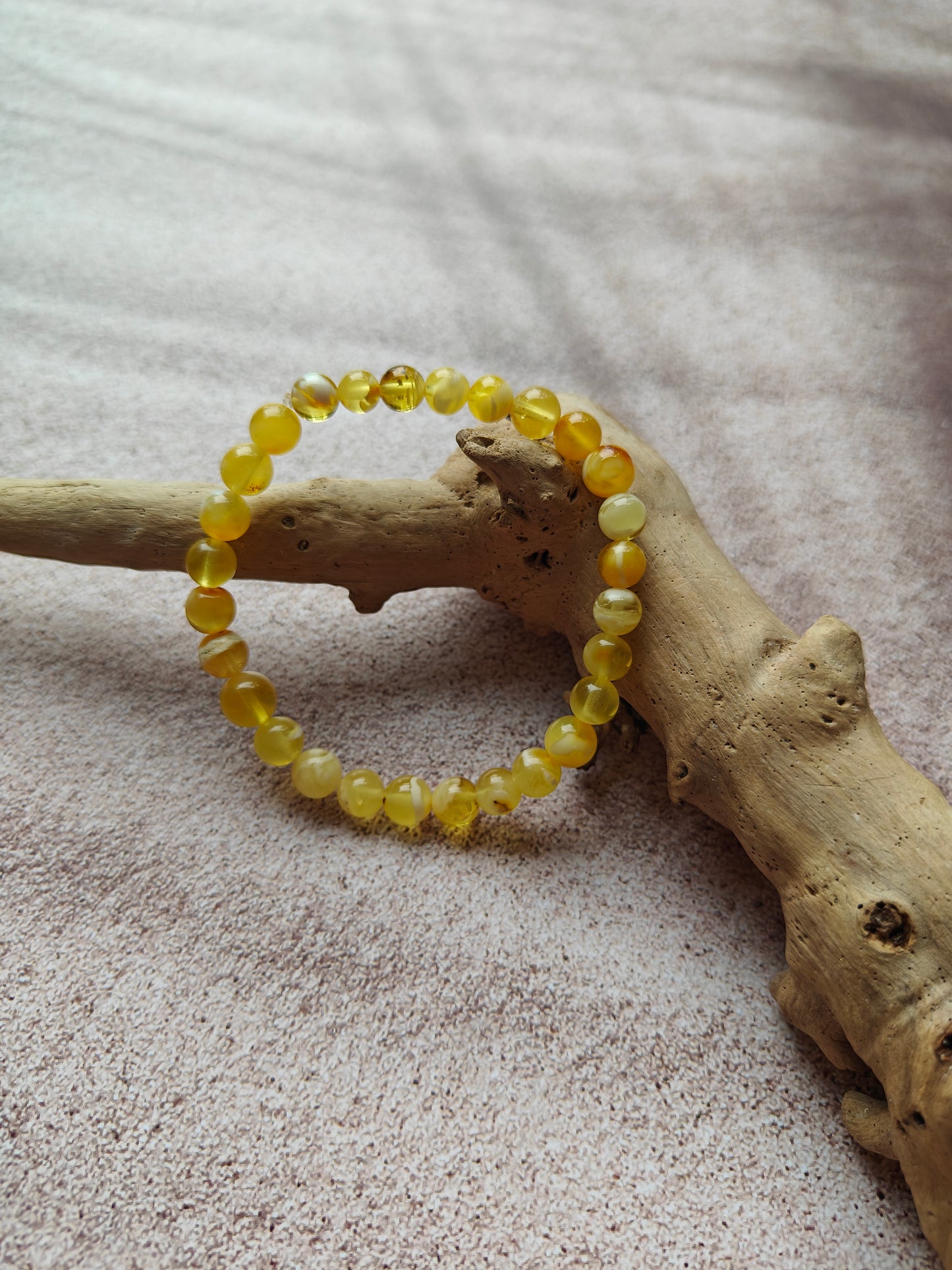 Cloudy Mosaic Amber Beaded Bracelet