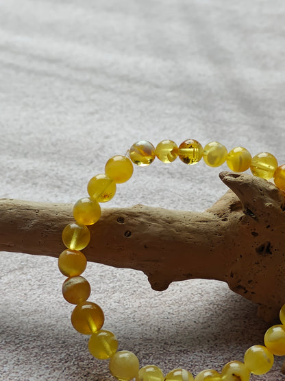 Cloudy Mosaic Amber Beaded Bracelet