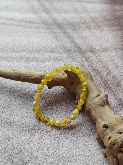 Cloudy Mosaic Amber Beaded Bracelet
