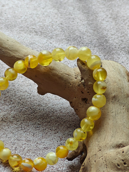 Cloudy Mosaic Amber Beaded Bracelet