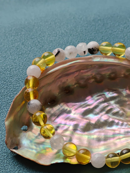 Citron Amber & Moonstone Bracelet