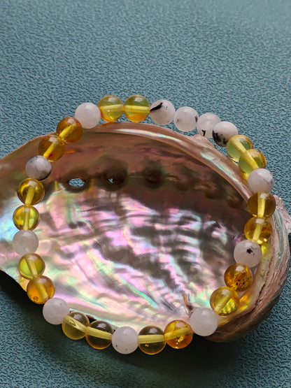Citron Amber & Moonstone Bracelet