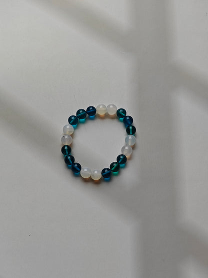 Blue Amber & Rose Quartz Beaded Bracelet