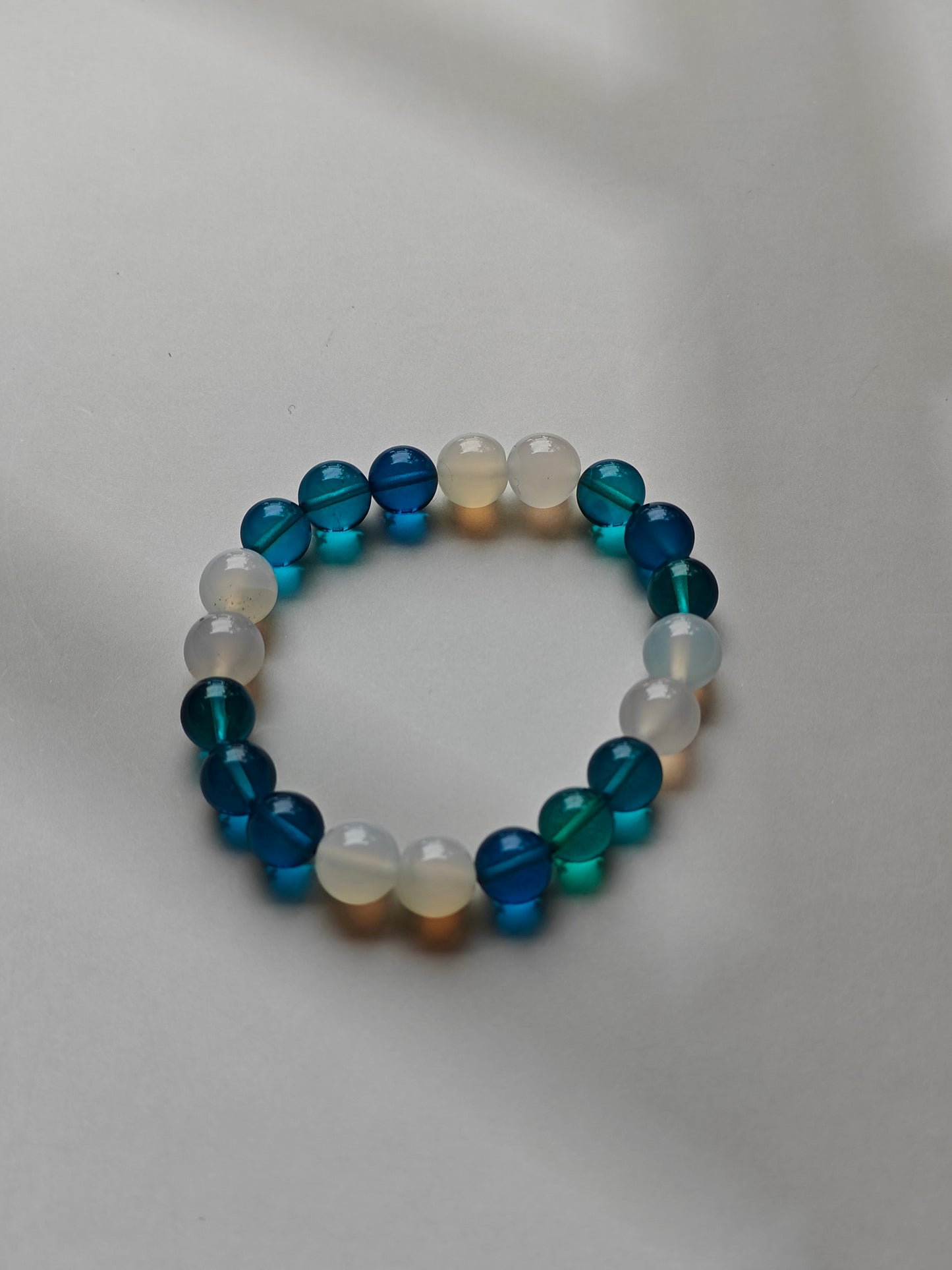Blue Amber & Rose Quartz Beaded Bracelet