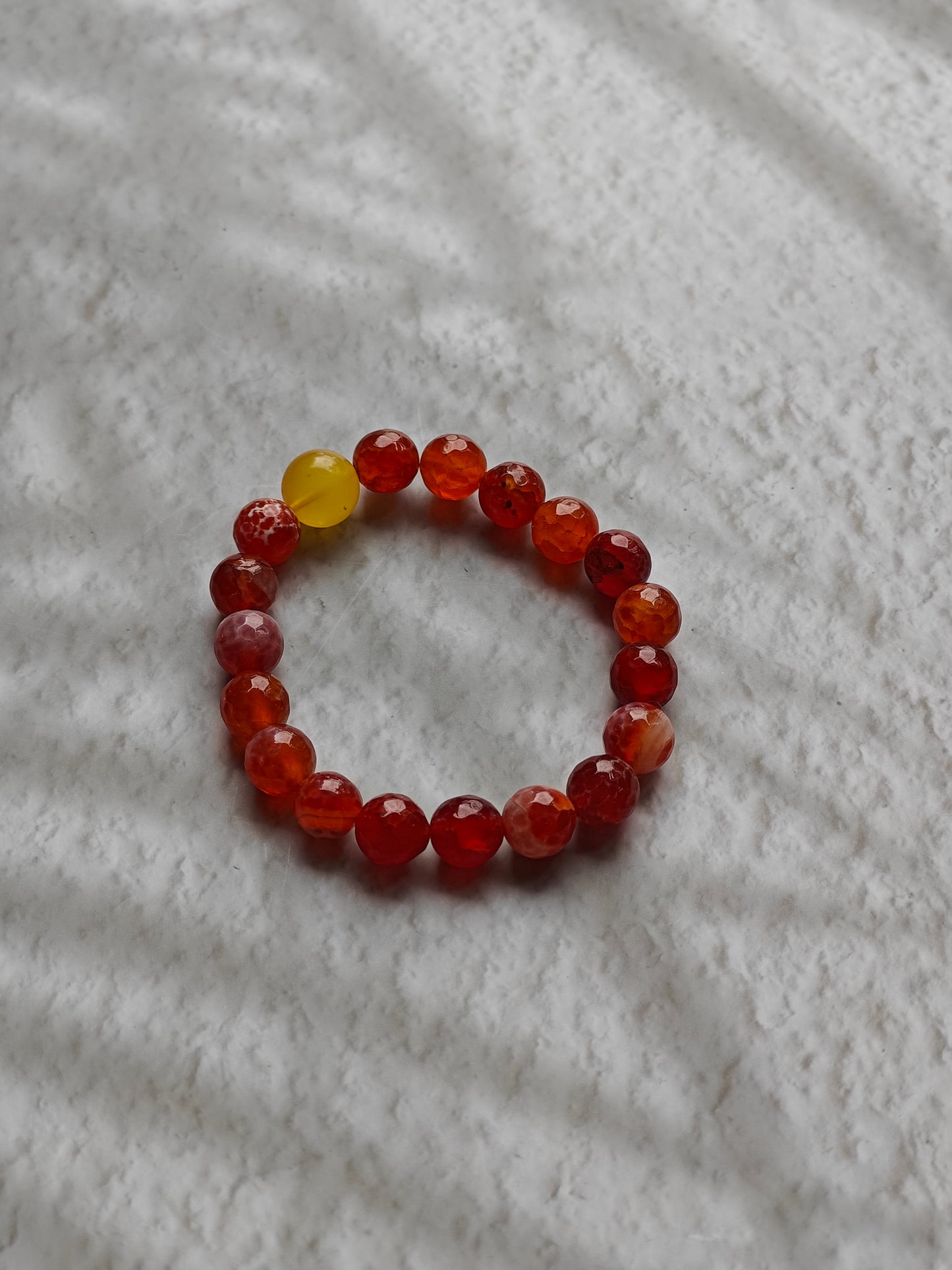 Cloudy Amber & Etched Agate Bracelet | Bold Contrast Design