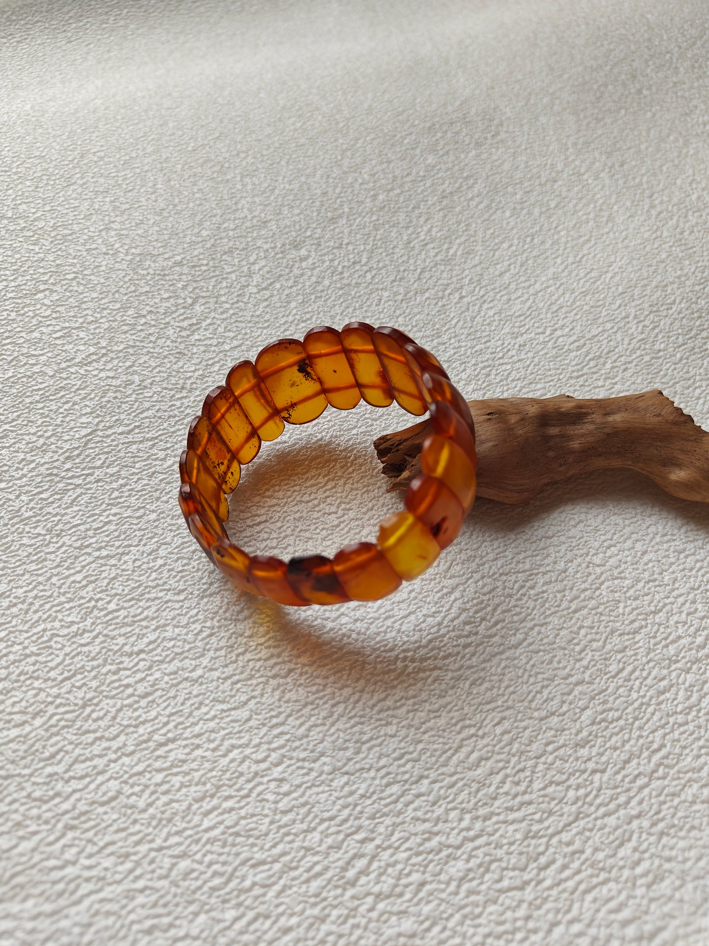 Matte Cognac Amber Bracelet | Flat Beads
