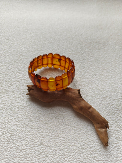 Matte Cognac Amber Bracelet | Flat Beads