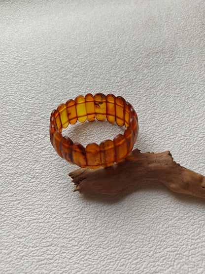 Matte Cognac Amber Bracelet | Flat Beads