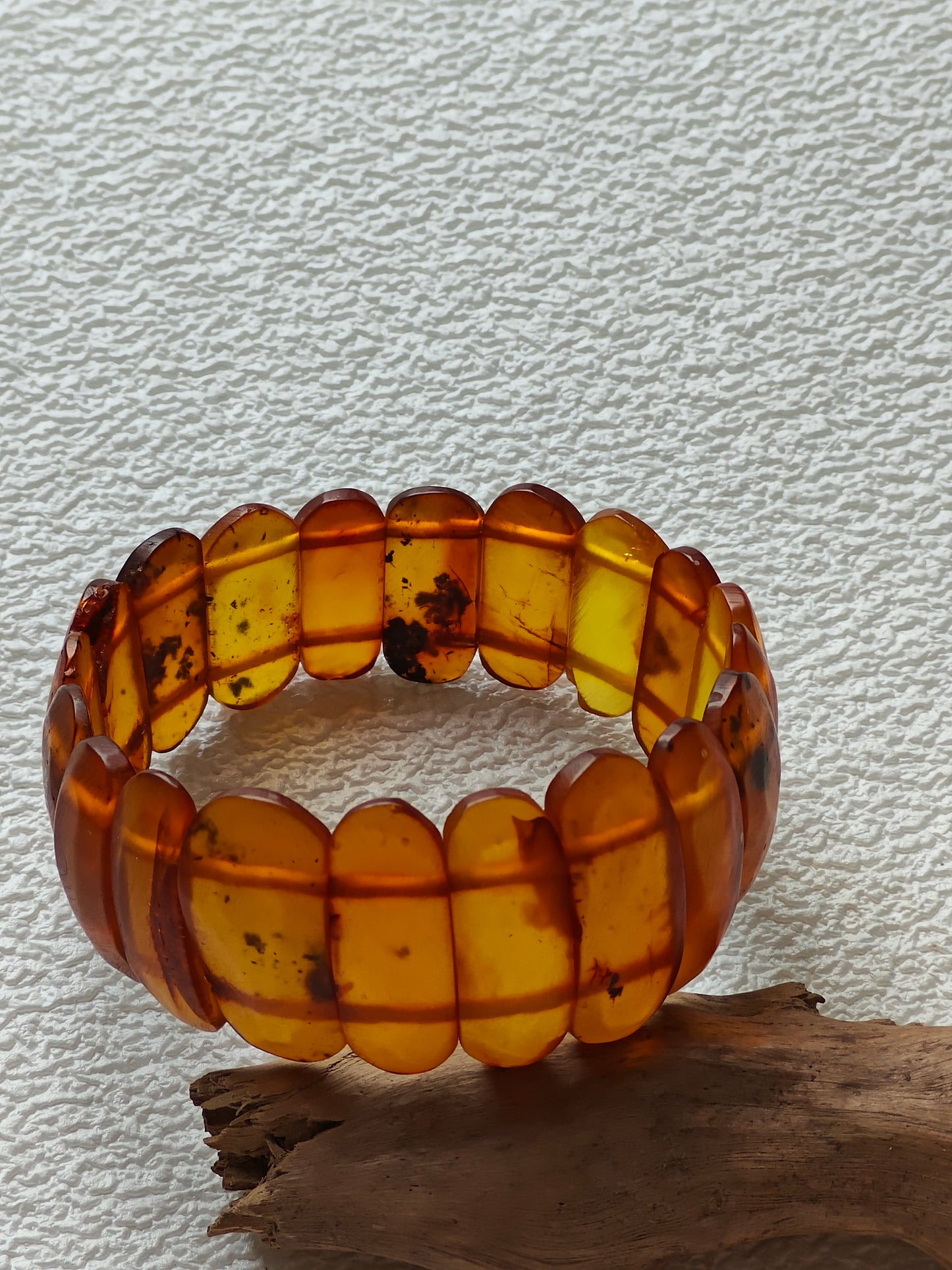 Matte Cognac Amber Bracelet | Flat Beads