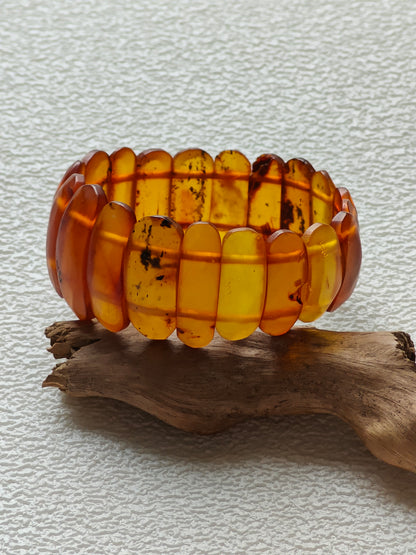 Matte Cognac Amber Bracelet | Flat Beads