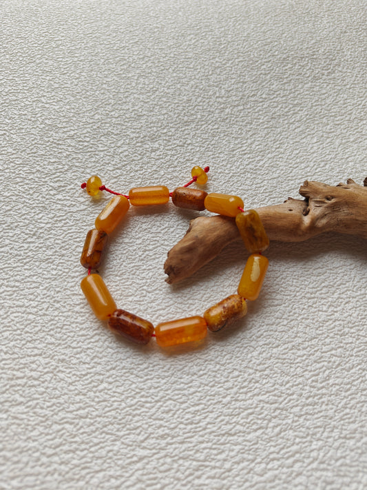 Raw Multicolor Amber Adjustable Bracelet | Barrel Beads