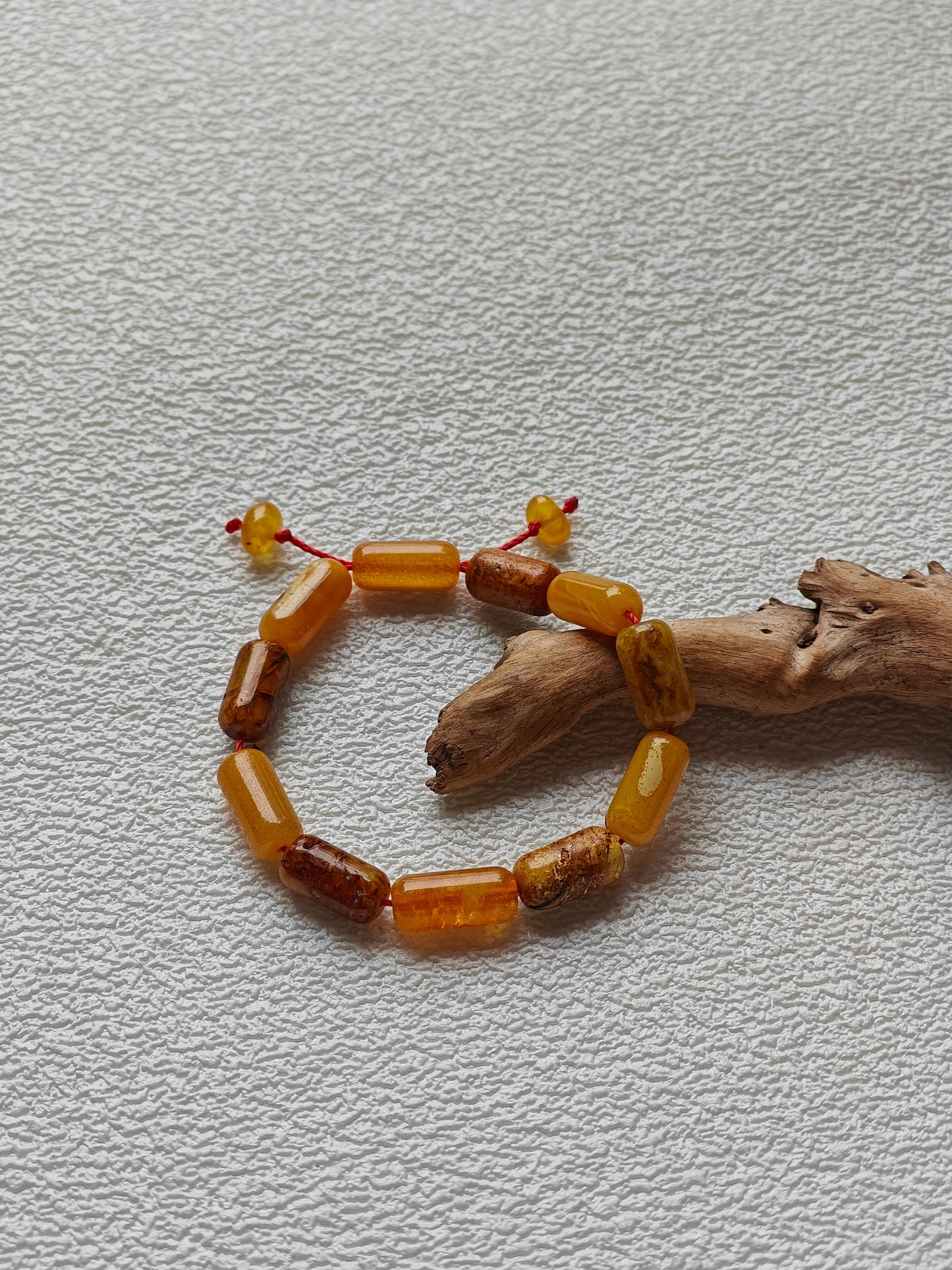 Raw Multicolor Amber Adjustable Bracelet | Barrel Beads