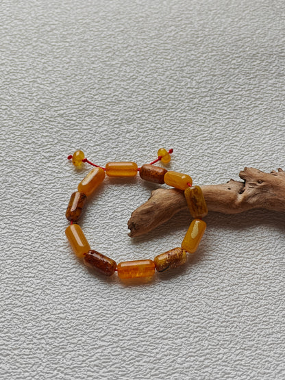 Raw Multicolor Amber Adjustable Bracelet | Barrel Beads