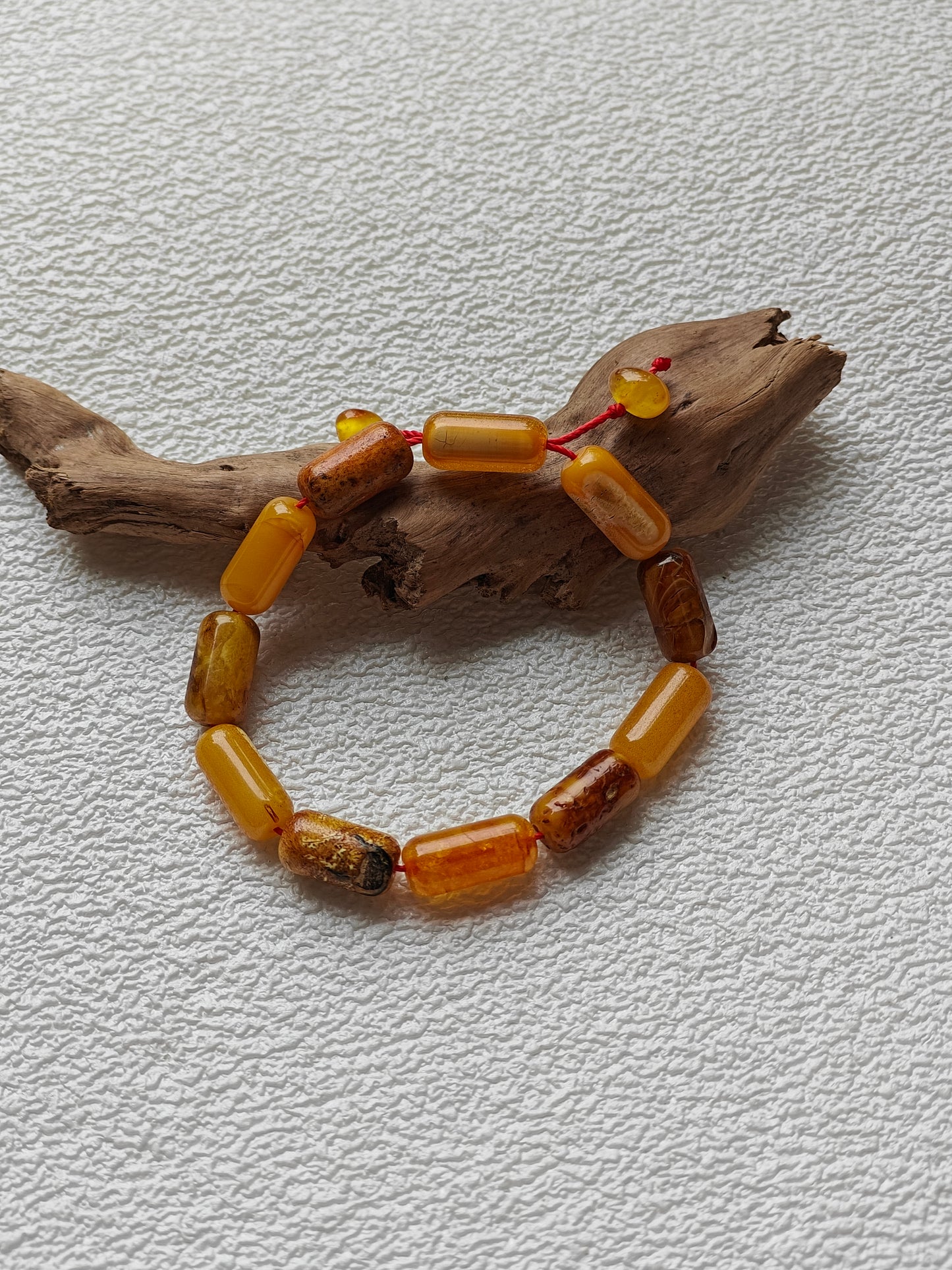 Raw Multicolor Amber Adjustable Bracelet | Barrel Beads