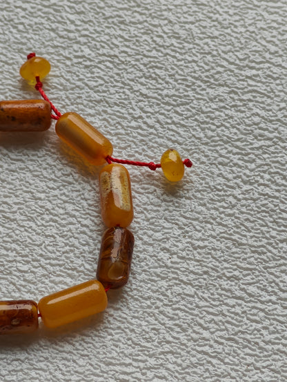 Raw Multicolor Amber Adjustable Bracelet | Barrel Beads