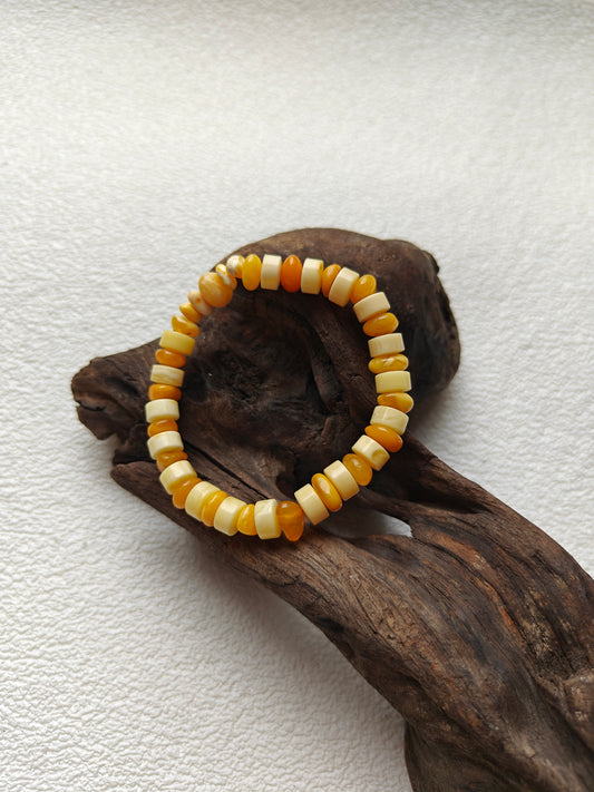 Milk Donut & Aged Amber Beaded Bracelet