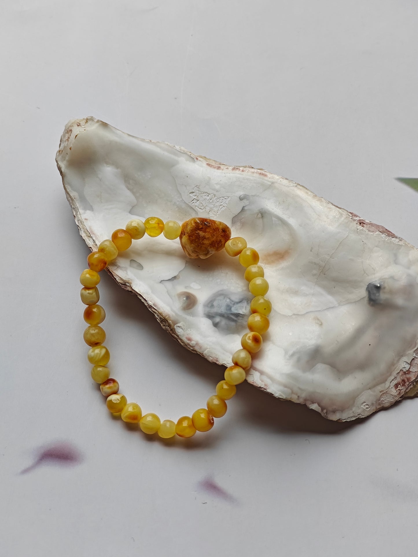 Multicolor Amber Bracelet with Raw Royal White Accent