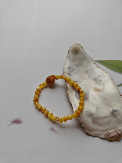 Multicolor Amber Bracelet with Raw Royal White Accent