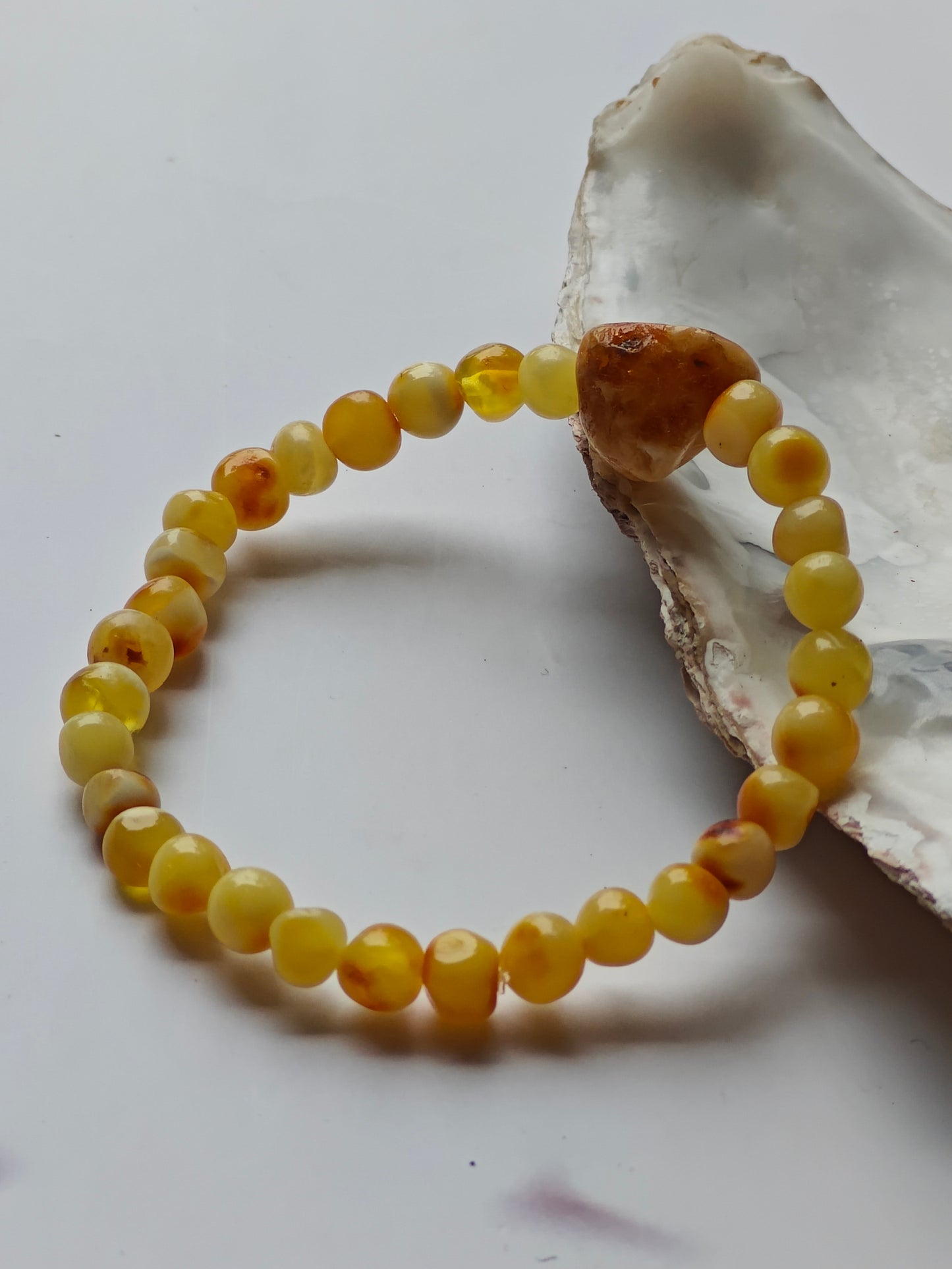 Multicolor Amber Bracelet with Raw Royal White Accent