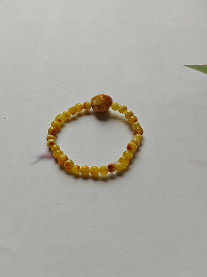 Multicolor Amber Bracelet with Raw Royal White Accent