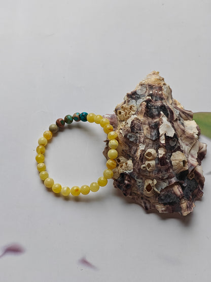 Milk Amber & French Riviera Jasper Beaded Bracelet