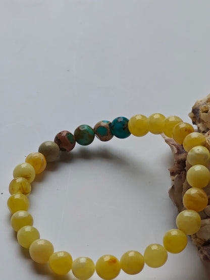Milk Amber & French Riviera Jasper Beaded Bracelet