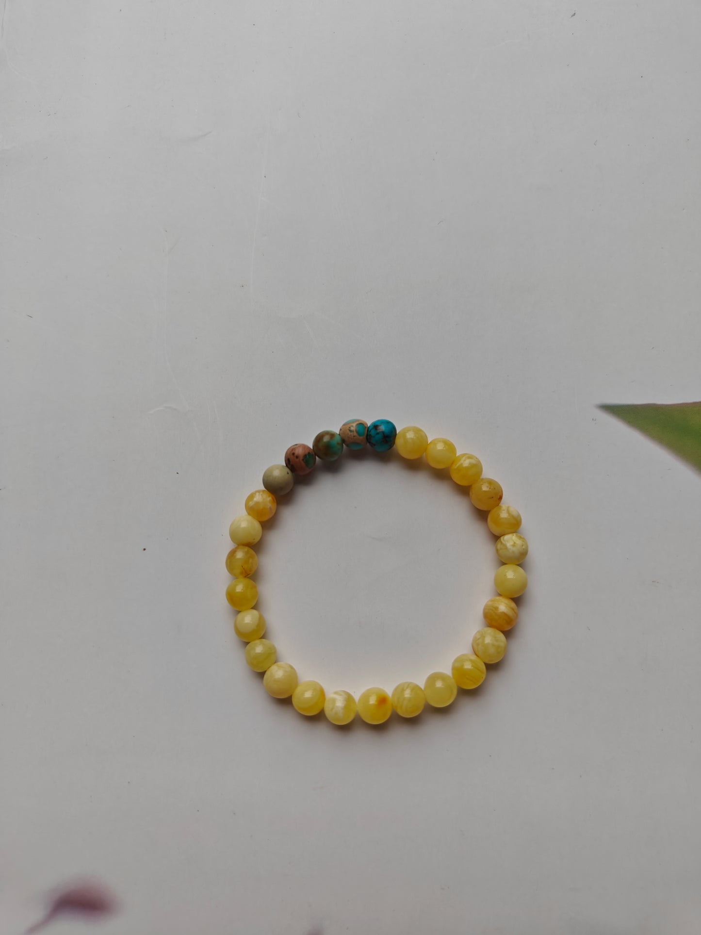 Milk Amber & French Riviera Jasper Beaded Bracelet