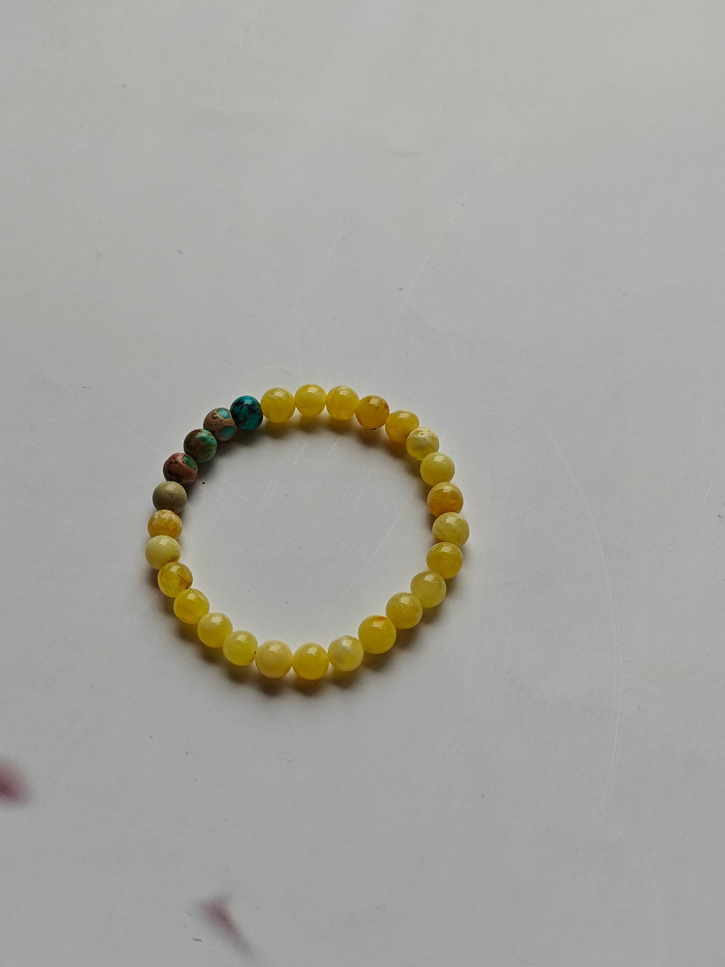 Milk Amber & French Riviera Jasper Beaded Bracelet