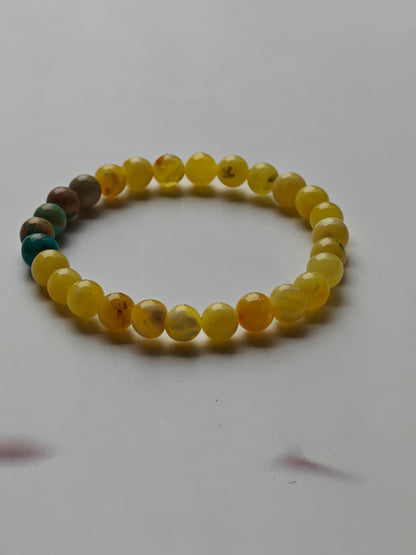 Milk Amber & French Riviera Jasper Beaded Bracelet