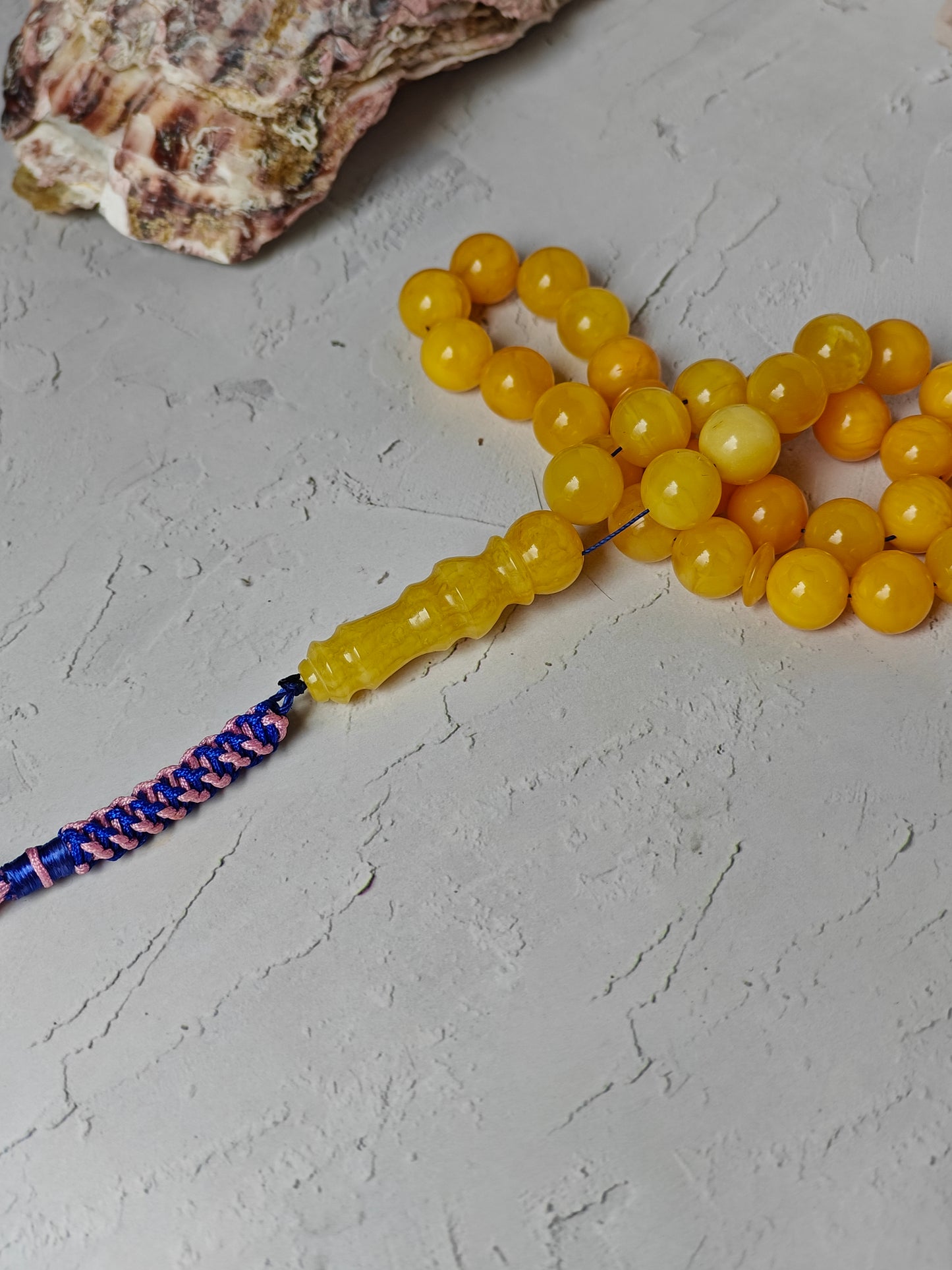 Aged Amber Misbah 33 Beads – 11mm Round, Lightweight Daily Tasbih with Unique Imam