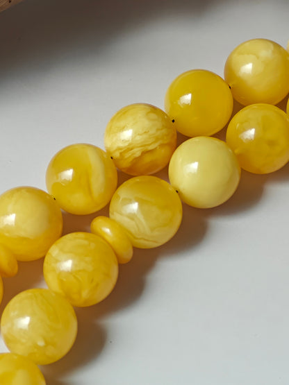 Premium Amber Tasbih 33 Beads – Light Butterscotch & Tiger Pattern, Large 13.5mm Beads, 51 g
