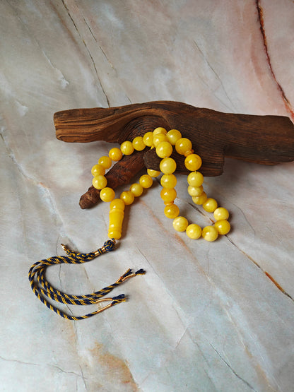 Premium Amber Tasbih 33 Beads – Butterscotch | Milky & Aged Tones, Large 13.5mm Beads|  53 g