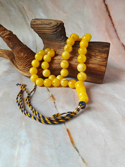 Premium Amber Tasbih 33 Beads – Butterscotch | Milky & Aged Tones, Large 13.5mm Beads|  53 g