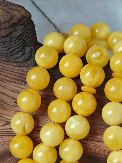 Premium Amber Tasbih 33 Beads – Butterscotch | Milky & Aged Tones, Large 13.5mm Beads|  53 g