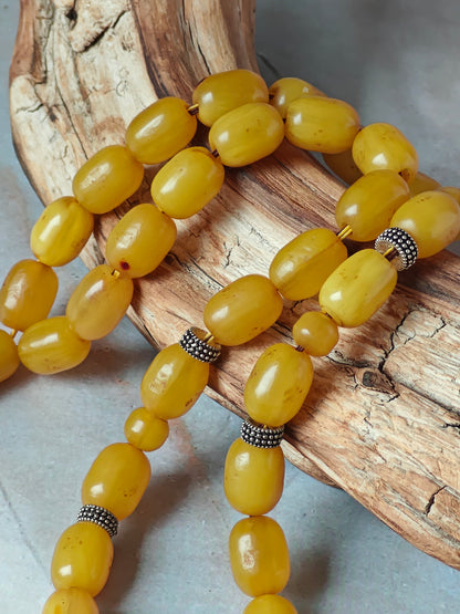 Antique Butterscotch Bakelite Misbah 33 Beads – Barrel Shape, Daily Use Tasbih