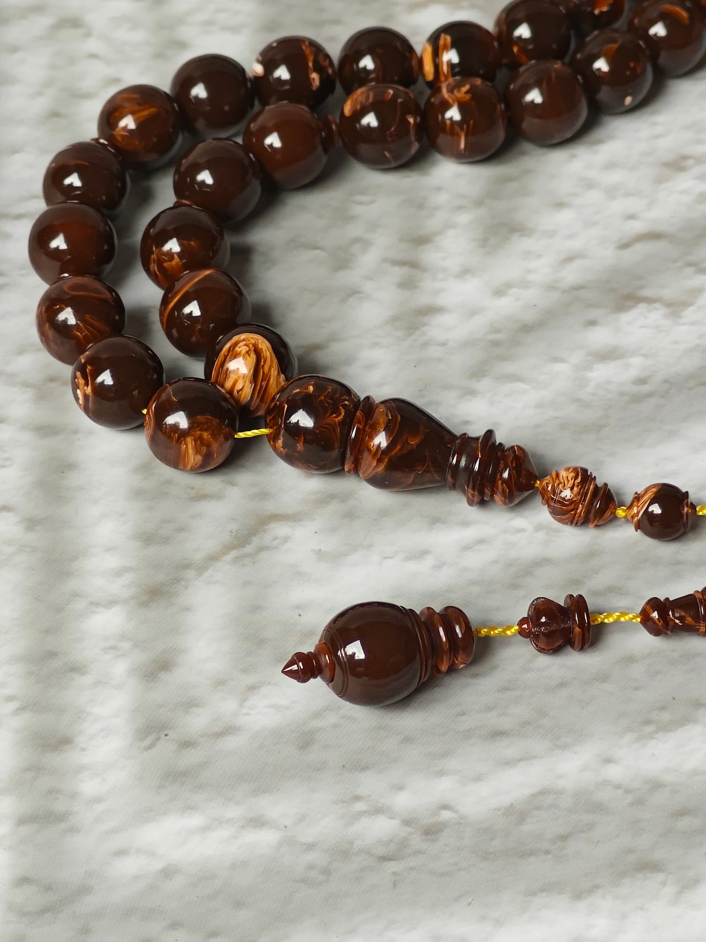 Galaxy Brown American Bakelite Tasbih | 39 Round Beads 11mm | Backgammon Origin | 45g