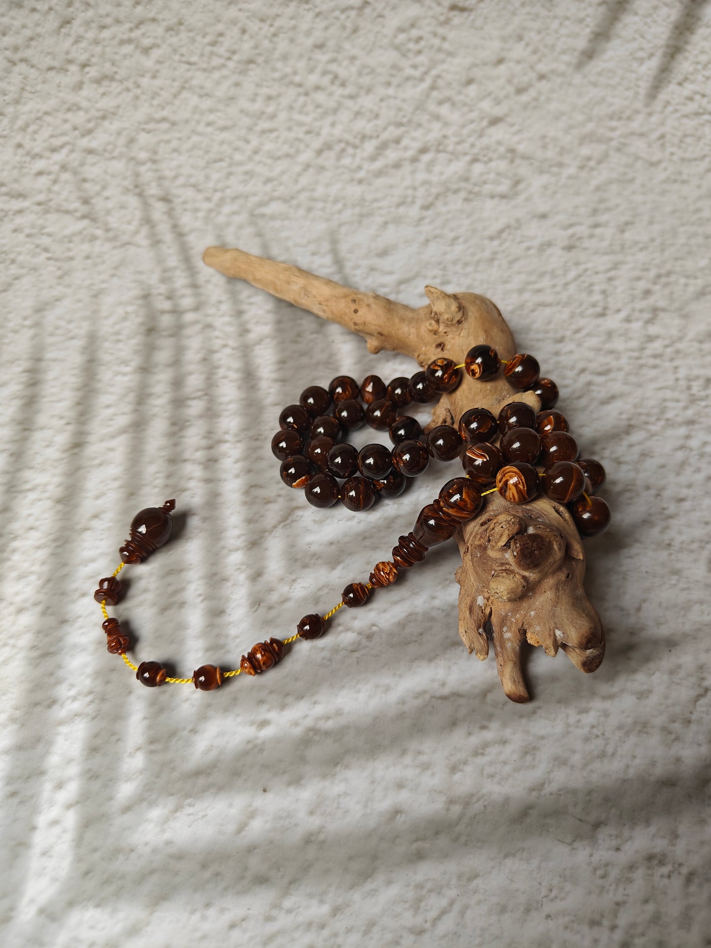 Galaxy Brown American Bakelite Tasbih | 39 Round Beads 11mm | Backgammon Origin | 45g