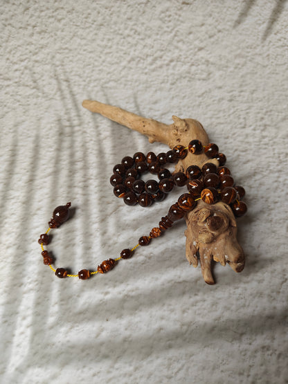 Galaxy Brown American Bakelite Tasbih | 39 Round Beads 11mm | Backgammon Origin | 45g