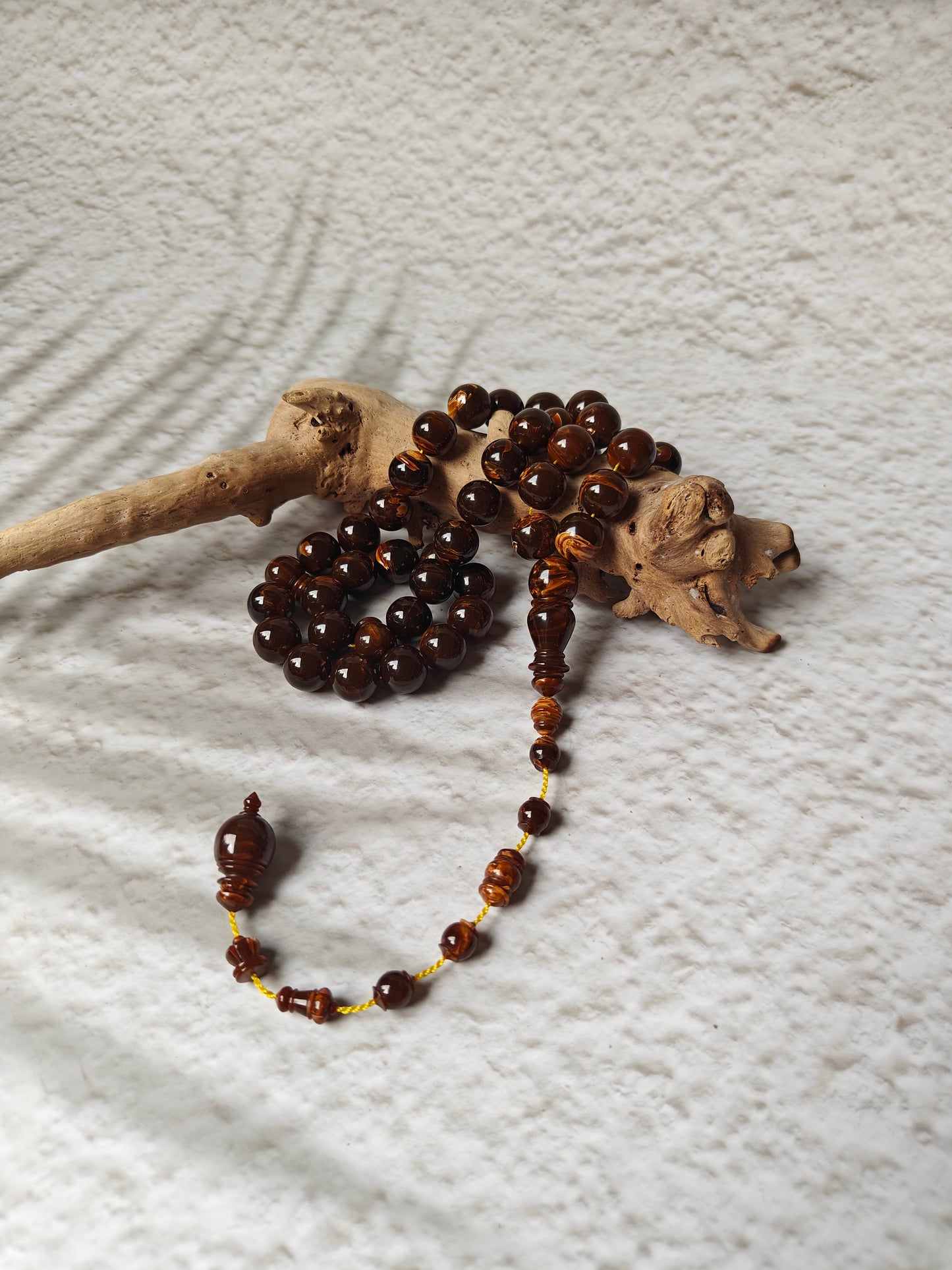 Galaxy Brown American Bakelite Tasbih | 39 Round Beads 11mm | Backgammon Origin | 45g