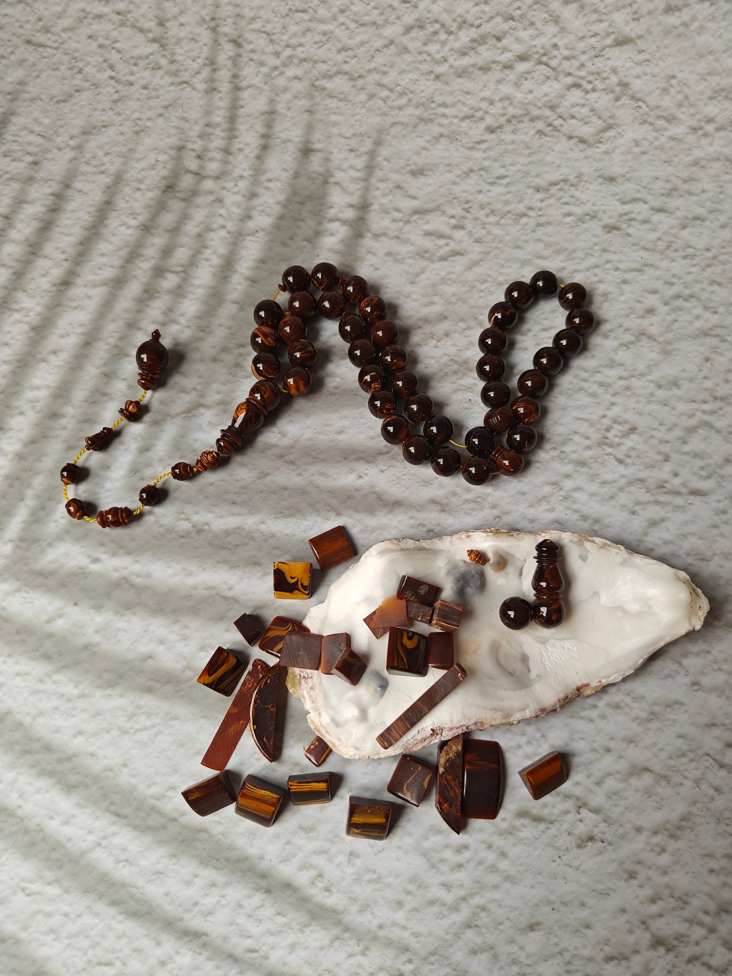 Galaxy Brown American Bakelite Tasbih | 39 Round Beads 11mm | Backgammon Origin | 45g