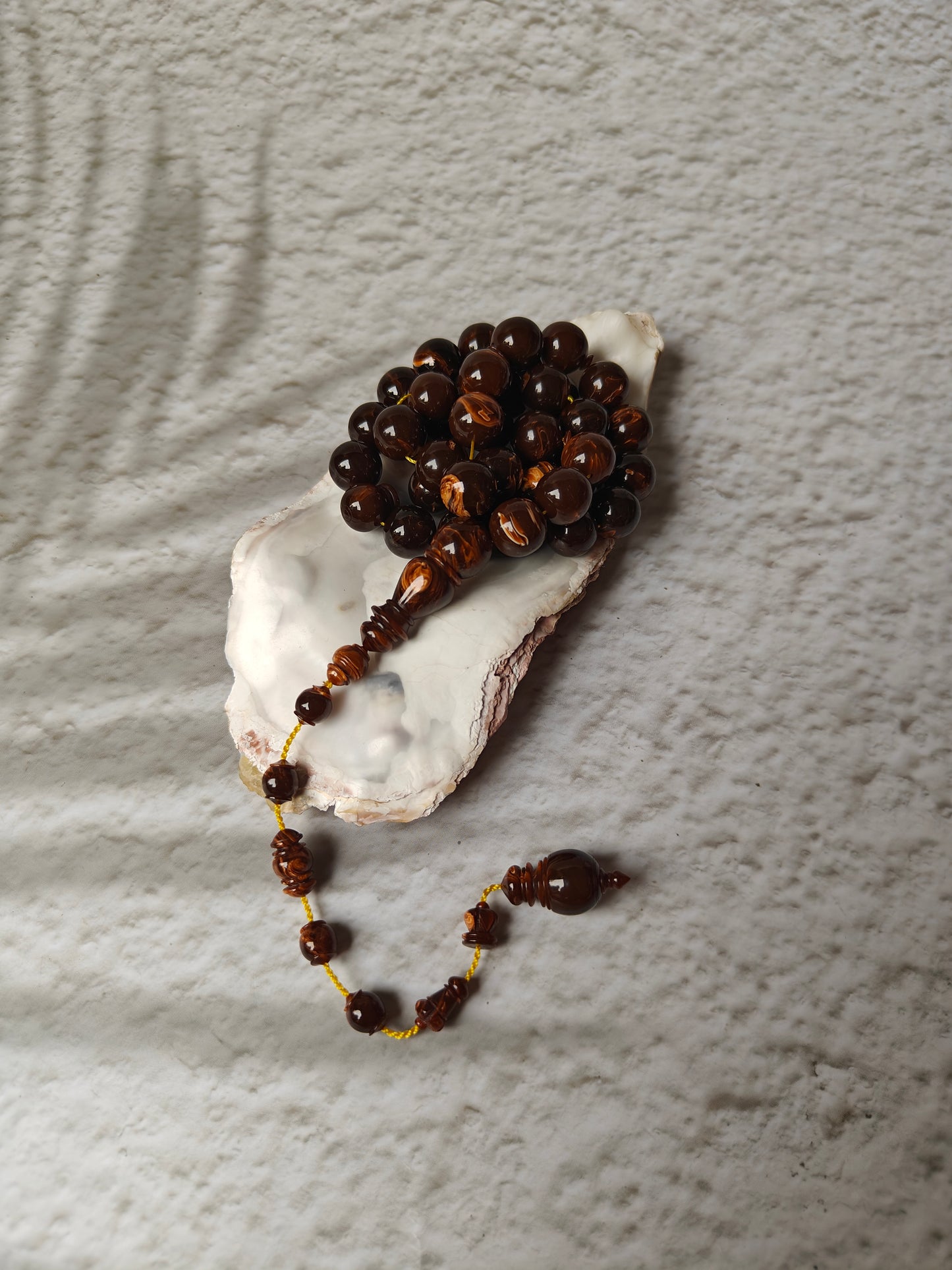 Galaxy Brown American Bakelite Tasbih | 39 Round Beads 11mm | Backgammon Origin | 45g