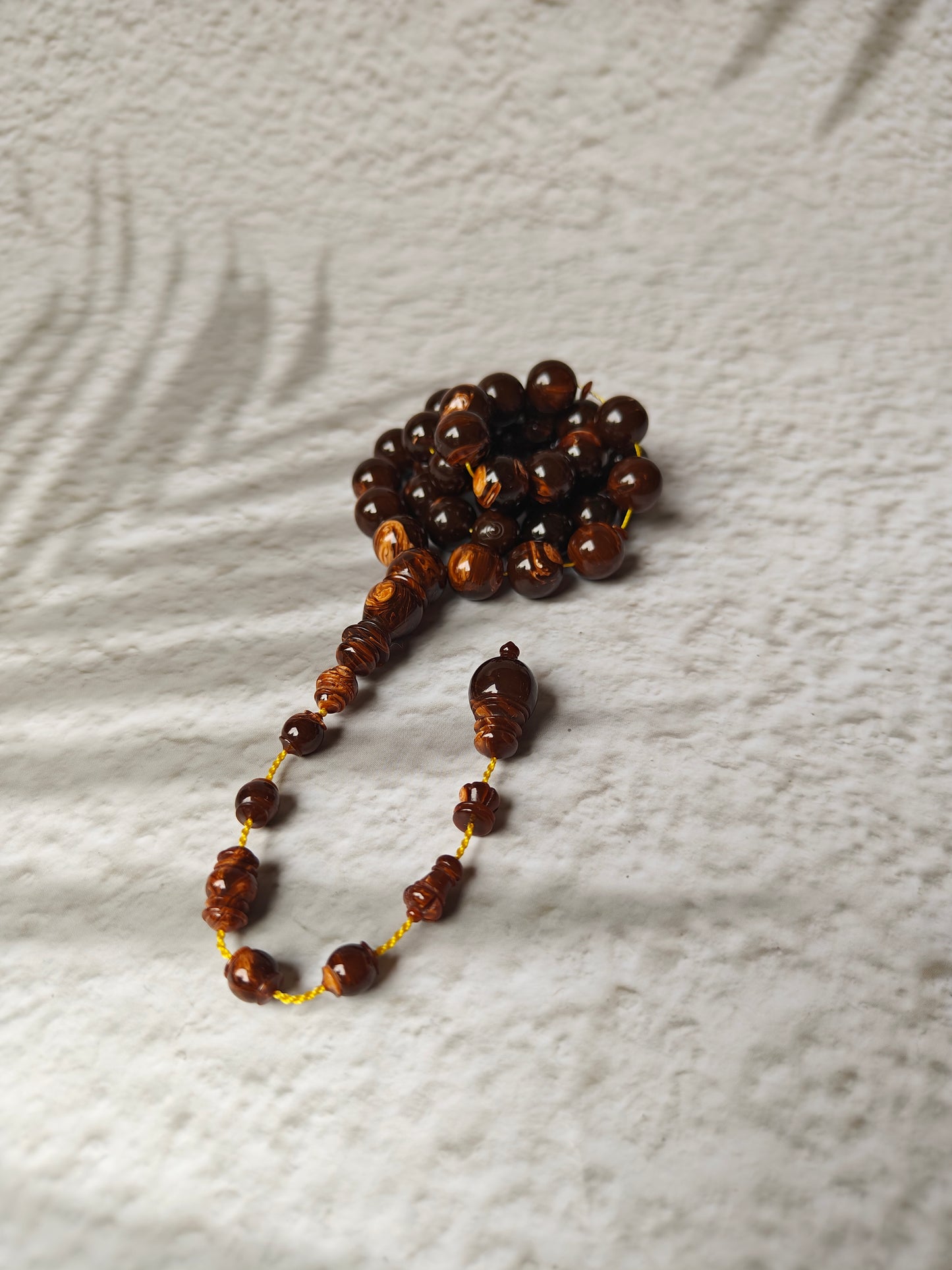Galaxy Brown American Bakelite Tasbih | 39 Round Beads 11mm | Backgammon Origin | 45g