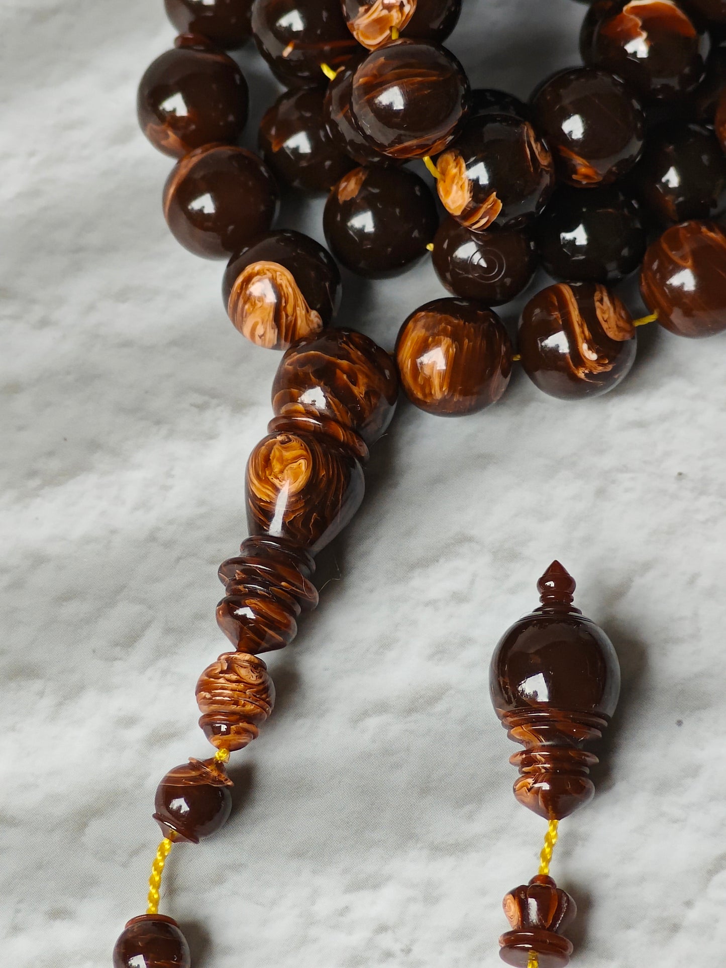 Galaxy Brown American Bakelite Tasbih | 39 Round Beads 11mm | Backgammon Origin | 45g