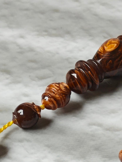 Galaxy Brown American Bakelite Tasbih | 39 Round Beads 11mm | Backgammon Origin | 45g