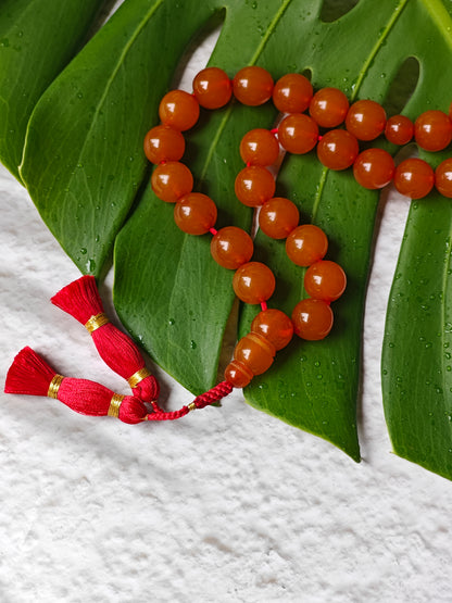 Antique Russian Melted Amber Misbah | 33 Round Beads | 13.5mm | 49.5g