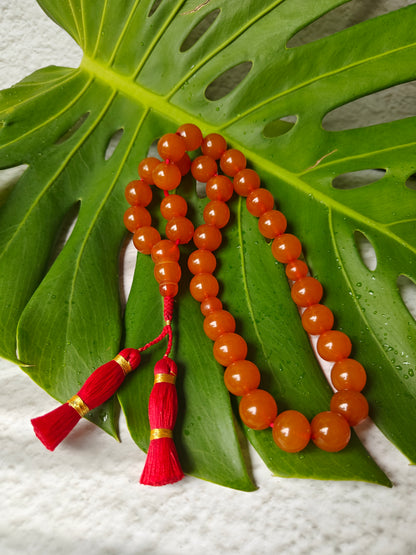 Antique Russian Melted Amber Misbah | 33 Round Beads | 13.5mm | 49.5g