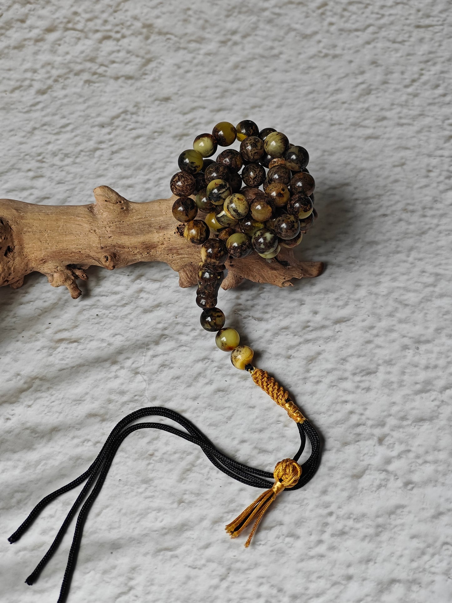 Dark Oreo Baltic Amber Misbah | 45 Round Beads | 9mm | Natural Inclusions | 18g