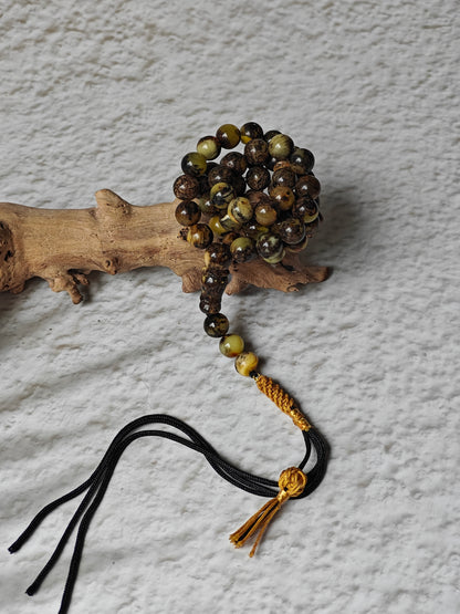 Dark Oreo Baltic Amber Misbah | 45 Round Beads | 9mm | Natural Inclusions | 18g