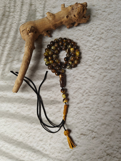 Dark Oreo Baltic Amber Misbah | 45 Round Beads | 9mm | Natural Inclusions | 18g